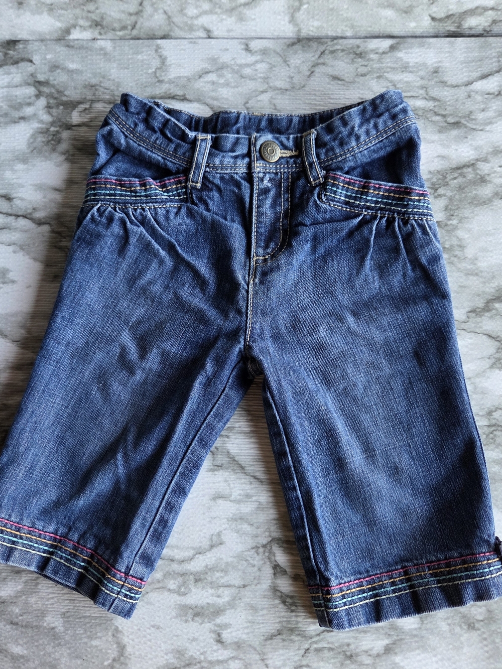 Kids Denim Pants with Rainbow Stitching - Size 2T